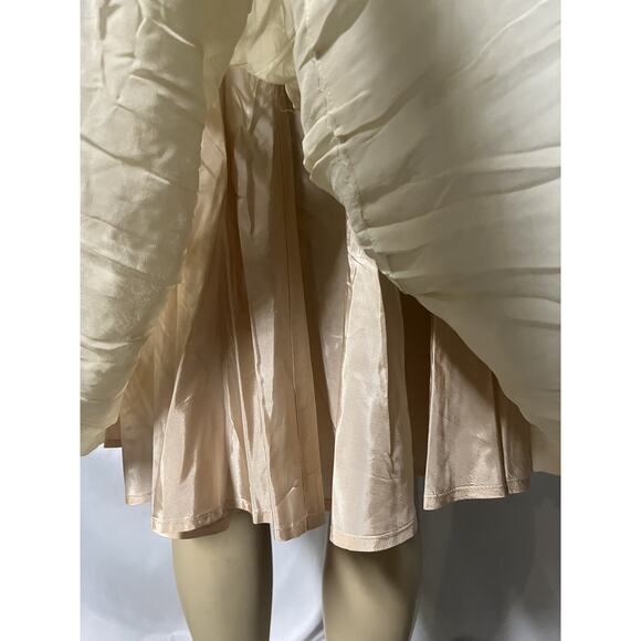 Vintage 1950/60's Slip Dress Crepe & Satin Cream & Pink Empire Waist Lin… - Picture 7 of 12
